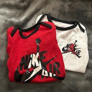 Nike Air jordan  Red and White Boys 0-3 months onesie